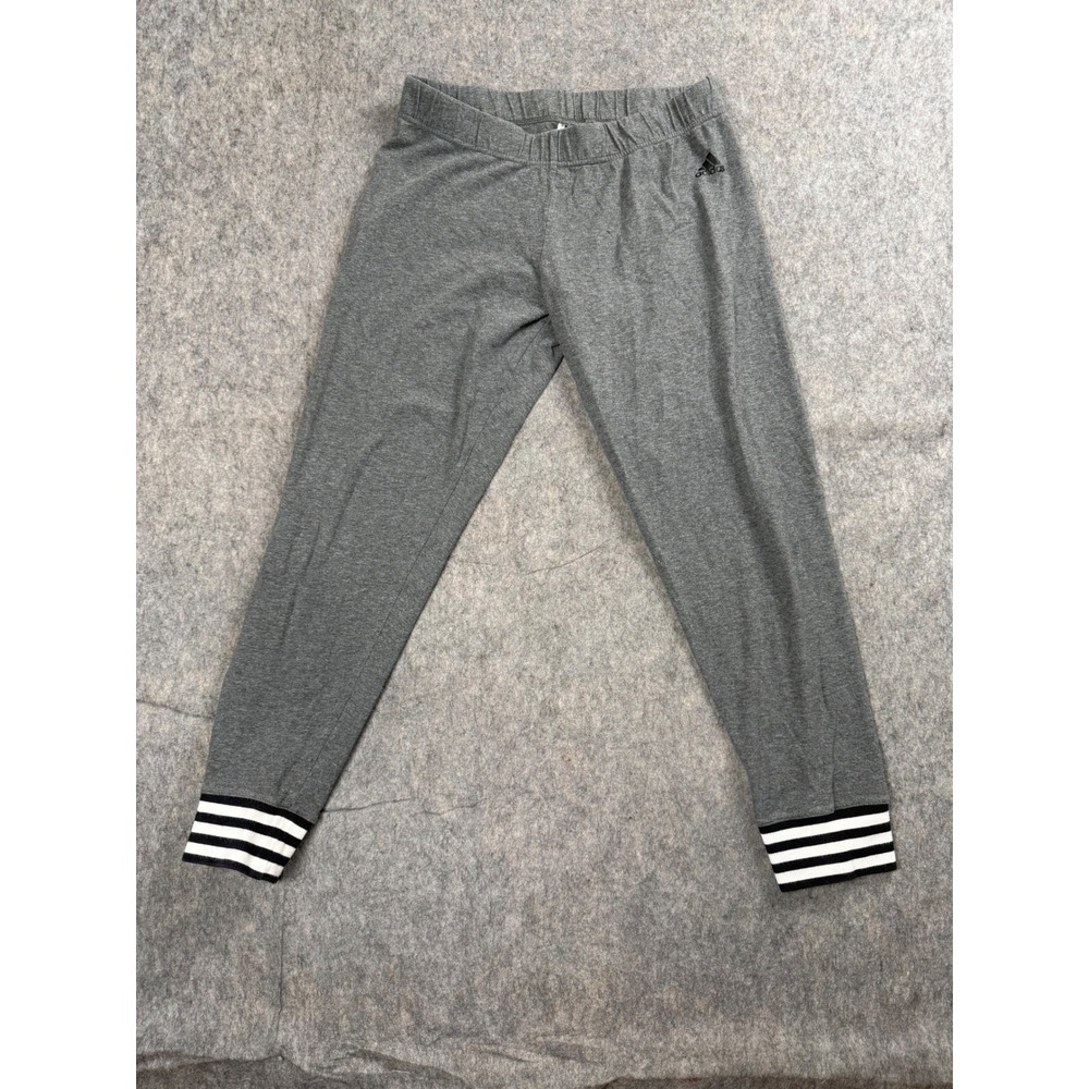 Adidas Joggers Womens Large Gray Cotton Blend Striped Cuff Athletic Pants Y2K